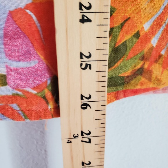 C&C California Shirt Womens 3X Multicolor Linen Tropical Leaf Print Summer Top - Picture 3 of 7